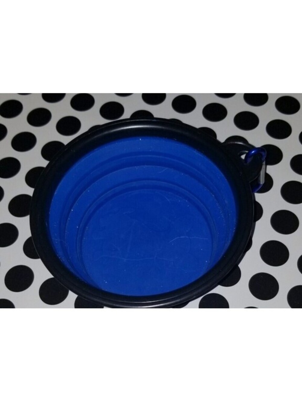 BLUE RUBBER TRAVEL PORTABLE COLLAPSIBLE DOG BOWL, SMALL